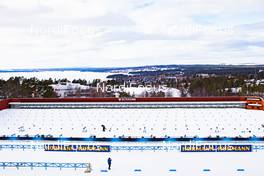 16.03.2021, Oestersund, Sweden, (SWE): Event Feature: view over the shooting range with the lake in the back - IBU World Cup Biathlon, training, Oestersund (SWE). www.nordicfocus.com. © Manzoni/NordicFocus. Every downloaded picture is fee-liable.
