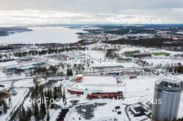 17.03.2021, Oestersund, Sweden, (SWE): Event Feature: Overview over the Biathlon Stadium with the lake and the city in the back - IBU World Cup Biathlon, training, Oestersund (SWE). www.nordicfocus.com. © Manzoni/NordicFocus. Every downloaded picture is fee-liable.