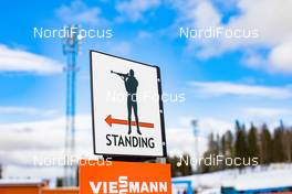 16.03.2021, Oestersund, Sweden, (SWE): Event Feature: Sign for standing shooting - IBU World Cup Biathlon, training, Oestersund (SWE). www.nordicfocus.com. © Manzoni/NordicFocus. Every downloaded picture is fee-liable.