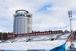 16.03.2021, Oestersund, Sweden, (SWE): Event Feature: View over the grand stand with the Arctura tower - IBU World Cup Biathlon, training, Oestersund (SWE). www.nordicfocus.com. © Manzoni/NordicFocus. Every downloaded picture is fee-liable.