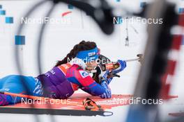 18.03.2021, Oestersund, Sweden, (SWE): Larisa Kuklina (RUS) - IBU World Cup Biathlon, training, Oestersund (SWE). www.nordicfocus.com. © Manzoni/NordicFocus. Every downloaded picture is fee-liable.