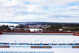 16.03.2021, Oestersund, Sweden, (SWE): Event Feature: view over the shooting range and the media center with the lake in the back - IBU World Cup Biathlon, training, Oestersund (SWE). www.nordicfocus.com. © Manzoni/NordicFocus. Every downloaded picture is fee-liable.