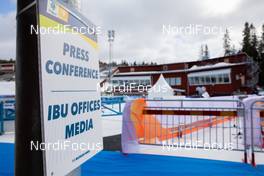 21.03.2021, Oestersund, Sweden, (SWE): Event Feature: IBU press signs - IBU World Cup Biathlon, training, Oestersund (SWE). www.nordicfocus.com. © Manzoni/NordicFocus. Every downloaded picture is fee-liable.
