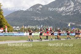 04.09.2021, Annecy, France (FRA): Clement Parisse (FRA), Tom Mancini (FRA), Paal Troean Aune (NOR), Jean-Marc Gaillard (FRA), Hugo Lapalus (FRA), Marcus Grate (SWE), Adrien Backscheider (FRA), (l-r) - Martin Fourcade Nordic Festival, Annecy (FRA). www.nordicfocus.com. © Thibaut/NordicFocus. Every downloaded picture is fee-liable.