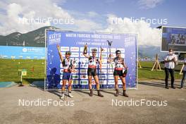04.09.2021, Annecy, France (FRA): Laurien Van der Graaff (SUI), Emma Ribom (SWE), Flora Dolci (FRA), (l-r) - Martin Fourcade Nordic Festival, Annecy (FRA). www.nordicfocus.com. © Thibaut/NordicFocus. Every downloaded picture is fee-liable.