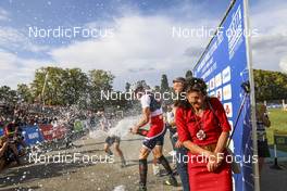 04.09.2021, Annecy, France (FRA): Paal Troean Aune (NOR), Renaud Jay (FRA), Arnaud Chautemps (FRA), (l-r) - Martin Fourcade Nordic Festival, Annecy (FRA). www.nordicfocus.com. © Manzoni/NordicFocus. Every downloaded picture is fee-liable.
