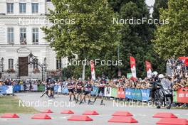04.09.2021, Annecy, France (FRA): Jakov Fak (SLO), Johannes Dale (NOR), Simon Desthieux (FRA), Quentin Fillon Maillet (FRA), (l-r) - Martin Fourcade Nordic Festival, Annecy (FRA). www.nordicfocus.com. © Thibaut/NordicFocus. Every downloaded picture is fee-liable.