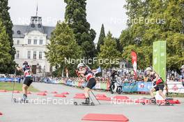 04.09.2021, Annecy, France (FRA): Jakov Fak (SLO), Johannes Dale (NOR), Sturla Holm Laegreid (NOR), (l-r) - Martin Fourcade Nordic Festival, Annecy (FRA). www.nordicfocus.com. © Thibaut/NordicFocus. Every downloaded picture is fee-liable.