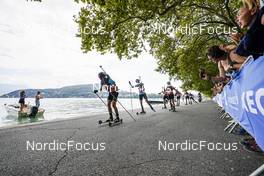 04.09.2021, Annecy, France (FRA): Quentin Fillon Maillet (FRA), Johannes Dale (NOR), Simon Desthieux (FRA), (l-r) - Martin Fourcade Nordic Festival, Annecy (FRA). www.nordicfocus.com. © Thibaut/NordicFocus. Every downloaded picture is fee-liable.