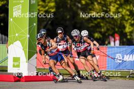 04.09.2021, Annecy, France (FRA): Flora Dolci (FRA), Laurien Van der Graaff (SUI), Emma Ribom (SWE), (l-r) - Martin Fourcade Nordic Festival, Annecy (FRA). www.nordicfocus.com. © Thibaut/NordicFocus. Every downloaded picture is fee-liable.