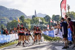 04.09.2021, Annecy, France (FRA): Laurien Van der Graaff (SUI), Lena Quintin (FRA), Emma Ribom (SWE), (l-r) - Martin Fourcade Nordic Festival, Annecy (FRA). www.nordicfocus.com. © Thibaut/NordicFocus. Every downloaded picture is fee-liable.