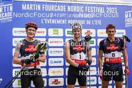 04.09.2021, Annecy, France (FRA): Benedikt Doll (GER), Sturla Holm Laegreid (NOR), Said Karimulla Khalili (RUS), (l-r) - Martin Fourcade Nordic Festival, Annecy (FRA). www.nordicfocus.com. © Thibaut/NordicFocus. Every downloaded picture is fee-liable.