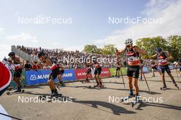 04.09.2021, Annecy, France (FRA): Camille Laude (FRA), Theo Schely (FRA), Jovian Hediger (SUI), Marcus Grate (SWE), (l-r) - Martin Fourcade Nordic Festival, Annecy (FRA). www.nordicfocus.com. © Manzoni/NordicFocus. Every downloaded picture is fee-liable.