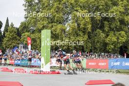 04.09.2021, Annecy, France (FRA): Jakov Fak (SLO), Johannes Dale (NOR), Simon Desthieux (FRA), Quentin Fillon Maillet (FRA), (l-r) - Martin Fourcade Nordic Festival, Annecy (FRA). www.nordicfocus.com. © Thibaut/NordicFocus. Every downloaded picture is fee-liable.