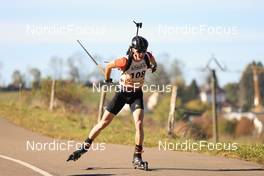 17.10.2021, Arcon, France (FRA): Arthur Thiery (FRA) - Biathlon Samse Summer Tour, pursuit, Arcon (FRA). www.nordicfocus.com. © Manzoni/NordicFocus. Every downloaded picture is fee-liable.