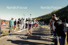 17.10.2021, Arcon, France (FRA): Matisse Fairchild (FRA), Nathanael Peaquin (FRA), (l-r) - Biathlon Samse Summer Tour, pursuit, Arcon (FRA). www.nordicfocus.com. © Manzoni/NordicFocus. Every downloaded picture is fee-liable.