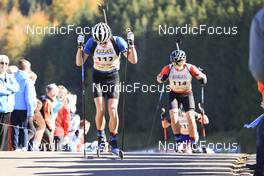 17.10.2021, Arcon, France (FRA): Maxence Pialat (FRA), Lou Thievent (FRA), (l-r) - Biathlon Samse Summer Tour, pursuit, Arcon (FRA). www.nordicfocus.com. © Manzoni/NordicFocus. Every downloaded picture is fee-liable.
