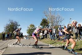 17.10.2021, Arcon, France (FRA): Amandine Mengin (FRA), Lisa Siberchicot (FRA), Maya Cloetens (FRA), (l-r) - Biathlon Samse Summer Tour, pursuit, Arcon (FRA). www.nordicfocus.com. © Manzoni/NordicFocus. Every downloaded picture is fee-liable.
