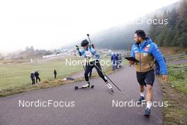 16.10.2021, Arcon, France (FRA): Oceane Michelon (FRA), Simon Fourcade (FRA), (l-r) - Biathlon Samse Summer Tour, sprint, Arcon (FRA). www.nordicfocus.com. © Manzoni/NordicFocus. Every downloaded picture is fee-liable.