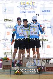 16.10.2021, Arcon, France (FRA): Oscar Lombardot (FRA), Remi Broutier (FRA), Eric Perrot (FRA), (l-r) - Biathlon Samse Summer Tour, sprint, Arcon (FRA). www.nordicfocus.com. © Manzoni/NordicFocus. Every downloaded picture is fee-liable.