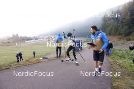 16.10.2021, Arcon, France (FRA): Oceane Michelon (FRA), Simon Fourcade (FRA), (l-r) - Biathlon Samse Summer Tour, sprint, Arcon (FRA). www.nordicfocus.com. © Manzoni/NordicFocus. Every downloaded picture is fee-liable.