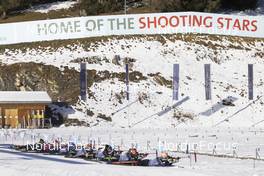 09.11.2021, Lenzerheide, Switzerland (SUI): Feature: Track atmosphere with a banner above the shooting range - Biathlon training, Lenzerheide (SUI). www.nordicfocus.com. © Manzoni/NordicFocus. Every downloaded picture is fee-liable.