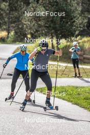 21.09.2021, Font-Romeu, France (FRA): Anais Bescond (FRA), Julia Simon (FRA), (l-r) - Biathlon training, Font-Romeu (FRA). www.nordicfocus.com. © Leo Authamayou/NordicFocus. Every downloaded picture is fee-liable.