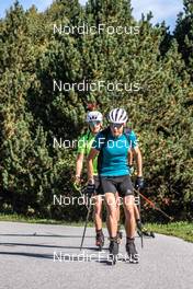 22.09.2021, Font-Romeu, France (FRA): Emilien Jacquelin (FRA), Fabien Claude (FRA), (l-r) - Biathlon training, Font-Romeu (FRA). www.nordicfocus.com. © Leo Authamayou/NordicFocus. Every downloaded picture is fee-liable.