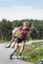 29.09.2021, Font-Romeu, France (FRA): Simon Desthieux (FRA), Fabien Claude (FRA), (l-r) - Biathlon training, Font-Romeu (FRA). www.nordicfocus.com. © Leo Authamayou/NordicFocus. Every downloaded picture is fee-liable.