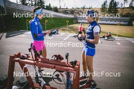 01.10.2021, Lavaze, Italy (ITA): Michela Carrara (ITA), Rebecca Passler (ITA), (l-r) - Biathlon training, Lavaze (ITA). www.nordicfocus.com. © Modica/NordicFocus. Every downloaded picture is fee-liable.