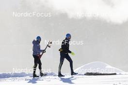 09.11.2021, Lenzerheide, Switzerland (SUI): Event Feature: German technicians walk under the artificial snow - Biathlon training, Lenzerheide (SUI). www.nordicfocus.com. © Manzoni/NordicFocus. Every downloaded picture is fee-liable.