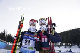 17.02.2021, Pokljuka, Slovenia (SLO): Johannes Dale (NOR), Sturla Holm Laegreid (NOR), (l-r) - IBU World Championships Biathlon, individual men, Pokljuka (SLO). www.nordicfocus.com. © Thibaut/NordicFocus. Every downloaded picture is fee-liable.