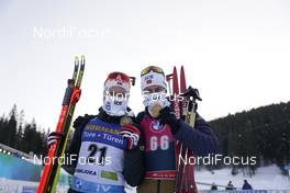 17.02.2021, Pokljuka, Slovenia (SLO): Johannes Dale (NOR), Sturla Holm Laegreid (NOR), (l-r) - IBU World Championships Biathlon, individual men, Pokljuka (SLO). www.nordicfocus.com. © Thibaut/NordicFocus. Every downloaded picture is fee-liable.
