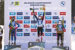 16.02.2021, Pokljuka, Slovenia (SLO): Hanna Oeberg (SWE), Marketa Davidova (CZE), Ingrid Landmark Tandrevold (NOR), (l-r) - IBU World Championships Biathlon, individual women, Pokljuka (SLO). www.nordicfocus.com. © Thibaut/NordicFocus. Every downloaded picture is fee-liable.