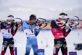 21.02.2021, Pokljuka, Slovenia (SLO): Johannes Dale (NOR), Quentin Fillon Maillet (FRA), Tarjei Boe (NOR), (l-r) - IBU World Championships Biathlon, mass men, Pokljuka (SLO). www.nordicfocus.com. © Thibaut/NordicFocus. Every downloaded picture is fee-liable.