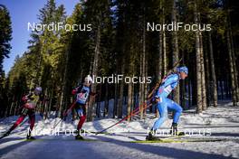 21.02.2021, Pokljuka, Slovenia (SLO): Lukas Hofer (ITA), Johannes Dale (NOR), Johannes Thingnes Boe (NOR), (l-r) - IBU World Championships Biathlon, mass men, Pokljuka (SLO). www.nordicfocus.com. © Thibaut/NordicFocus. Every downloaded picture is fee-liable.