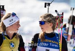 21.02.2021, Pokljuka, Slovenia (SLO): Tiril Eckhoff (NOR), Ingrid Landmark Tandrevold (NOR), (l-r) - IBU World Championships Biathlon, mass women, Pokljuka (SLO). www.nordicfocus.com. © Manzoni/NordicFocus. Every downloaded picture is fee-liable.