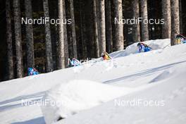 21.02.2021, Pokljuka, Slovenia (SLO): Dorothea Wierer (ITA), Anais Chevalier-Bouchet (FRA), Tiril Eckhoff (NOR), Hanna Sola (BLR), Hanna Oeberg (SWE), (l-r) - IBU World Championships Biathlon, mass women, Pokljuka (SLO). www.nordicfocus.com. © Manzoni/NordicFocus. Every downloaded picture is fee-liable.