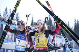 21.02.2021, Pokljuka, Slovenia (SLO): Ingrid Landmark Tandrevold (NOR), Tiril Eckhoff (NOR), (l-r) - IBU World Championships Biathlon, mass women, Pokljuka (SLO). www.nordicfocus.com. © Thibaut/NordicFocus. Every downloaded picture is fee-liable.