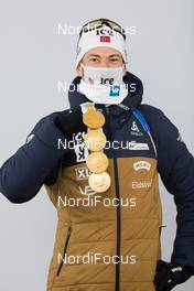 21.02.2021, Pokljuka, Slovenia (SLO): Sturla Holm Laegreid (NOR) - IBU World Championships Biathlon, medals, Pokljuka (SLO). www.nordicfocus.com. © Manzoni/NordicFocus. Every downloaded picture is fee-liable.