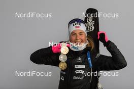 21.02.2021, Pokljuka, Slovenia (SLO): Ingrid Landmark Tandrevold (NOR) - IBU World Championships Biathlon, medals, Pokljuka (SLO). www.nordicfocus.com. © Manzoni/NordicFocus. Every downloaded picture is fee-liable.