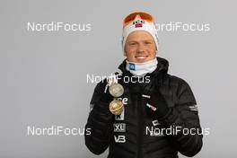 21.02.2021, Pokljuka, Slovenia (SLO): Johannes Dale (NOR) - IBU World Championships Biathlon, medals, Pokljuka (SLO). www.nordicfocus.com. © Manzoni/NordicFocus. Every downloaded picture is fee-liable.