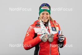 14.02.2021, Pokljuka, Slovenia (SLO): Lisa Theresa Hauser (AUT) - IBU World Championships Biathlon, medals, Pokljuka (SLO). www.nordicfocus.com. © Manzoni/NordicFocus. Every downloaded picture is fee-liable.