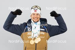 10.02.2021, Pokljuka, Slovenia (SLO): Sturla Holm Laegreid (NOR) - IBU World Championships Biathlon, medals, Pokljuka (SLO). www.nordicfocus.com. © Manzoni/NordicFocus. Every downloaded picture is fee-liable.