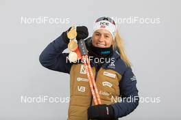14.02.2021, Pokljuka, Slovenia (SLO): Tiril Eckhoff (NOR) - IBU World Championships Biathlon, medals, Pokljuka (SLO). www.nordicfocus.com. © Manzoni/NordicFocus. Every downloaded picture is fee-liable.