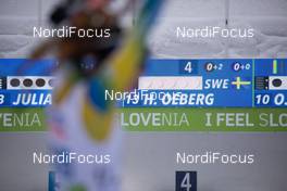 10.02.2021, Pokljuka, Slovenia (SLO): Hanna Oeberg (SWE) - IBU World Championships Biathlon, relay mixed, Pokljuka (SLO). www.nordicfocus.com. © Manzoni/NordicFocus. Every downloaded picture is fee-liable.