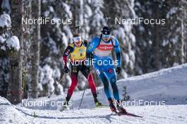 14.02.2021, Pokljuka, Slovenia (SLO): Johannes Thingnes Boe (NOR), Emilien Jacquelin (FRA), (l-r) - IBU World Championships Biathlon, pursuit men, Pokljuka (SLO). www.nordicfocus.com. © Thibaut/NordicFocus. Every downloaded picture is fee-liable.
