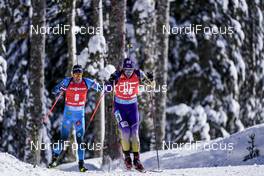 14.02.2021, Pokljuka, Slovenia (SLO): Artem Pryma (UKR), Quentin Fillon Maillet (FRA), (l-r), (l-r) - IBU World Championships Biathlon, pursuit men, Pokljuka (SLO). www.nordicfocus.com. © Thibaut/NordicFocus. Every downloaded picture is fee-liable.