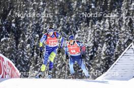 14.02.2021, Pokljuka, Slovenia (SLO): Maksim Varabei (BLR), Martin Jaeger (SUI), (l-r) - IBU World Championships Biathlon, pursuit men, Pokljuka (SLO). www.nordicfocus.com. © Manzoni/NordicFocus. Every downloaded picture is fee-liable.
