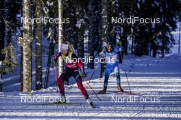 14.02.2021, Pokljuka, Slovenia (SLO): Tiril Eckhoff (NOR), Anais Chevalier-Bouchet (FRA), (l-r) - IBU World Championships Biathlon, pursuit women, Pokljuka (SLO). www.nordicfocus.com. © Thibaut/NordicFocus. Every downloaded picture is fee-liable.